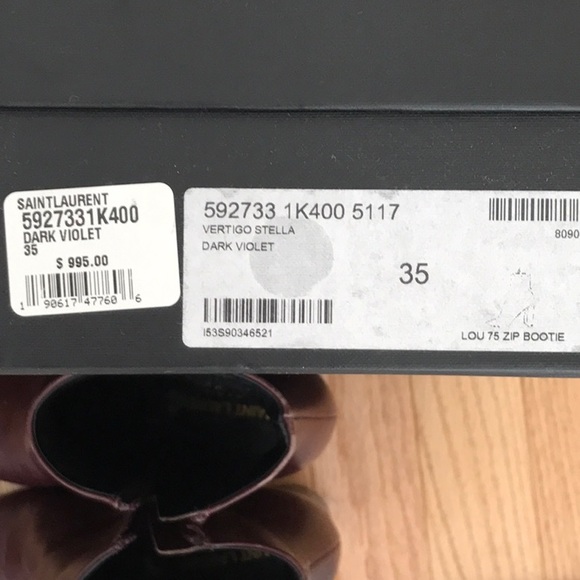 🤎💜 Saint Laurent 💜🤎 DARK VIOLET Vertigo STELLA Lou Ankle Zipper Boots sz 35! - Picture 6 of 16